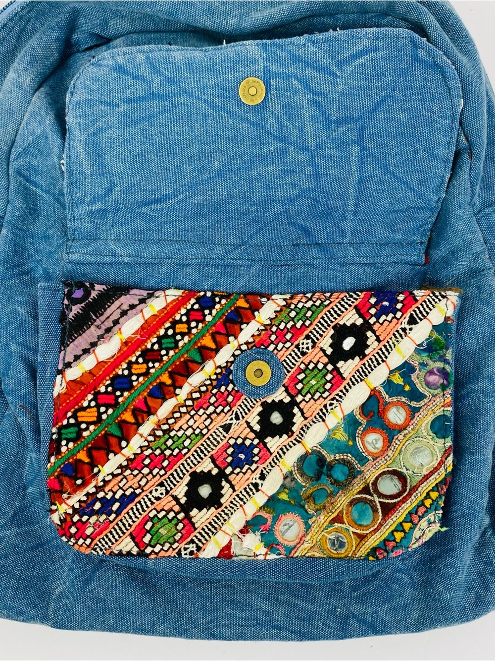 Boho Patchwork Denim Backpack - Multicolor - Picture 5 of 11